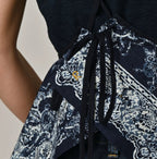 Indigo Bandana Paisley Print Tunktop Bra Detail