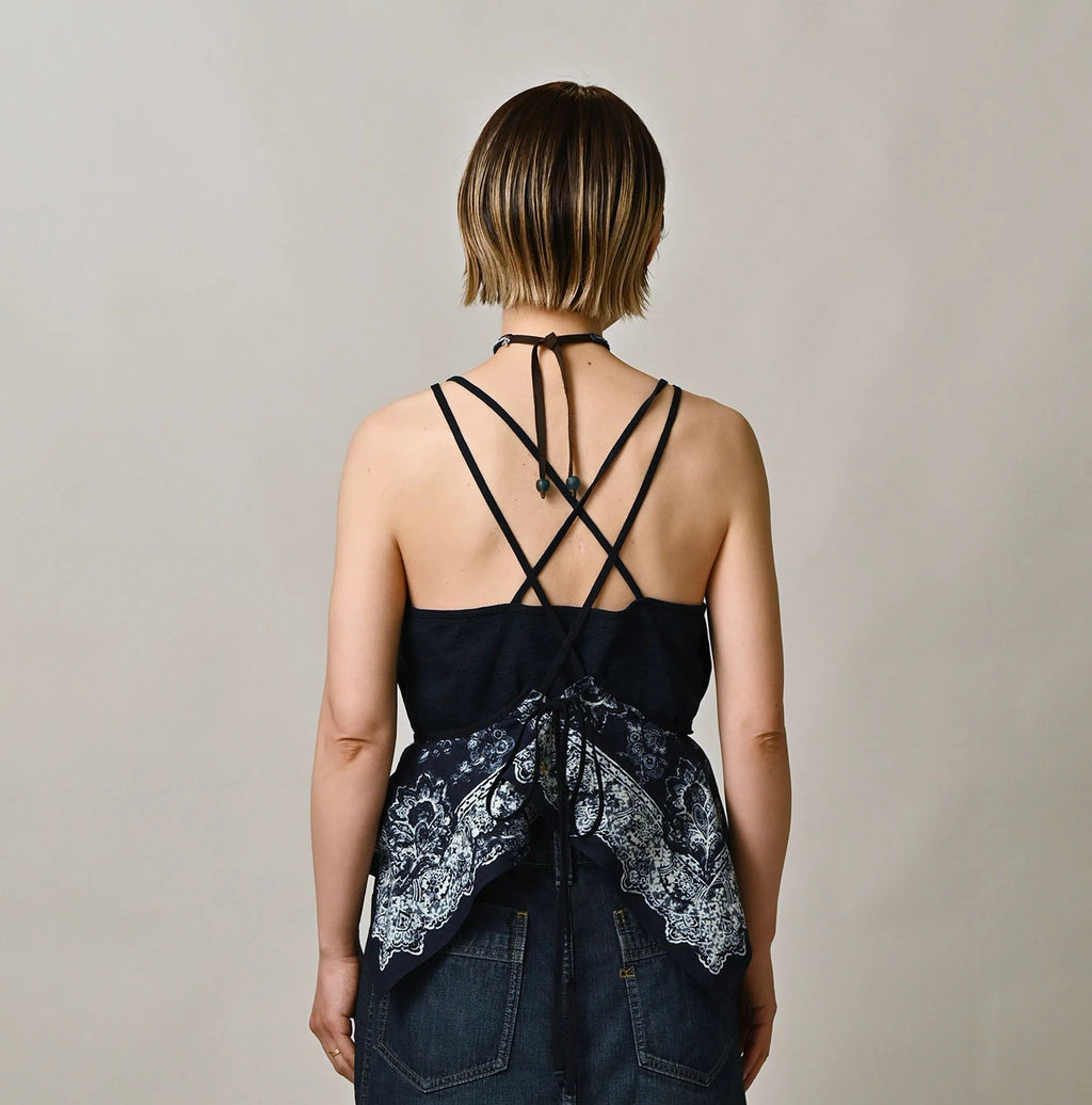 Indigo Bandana Paisley Print Tunktop Bra Female Model
