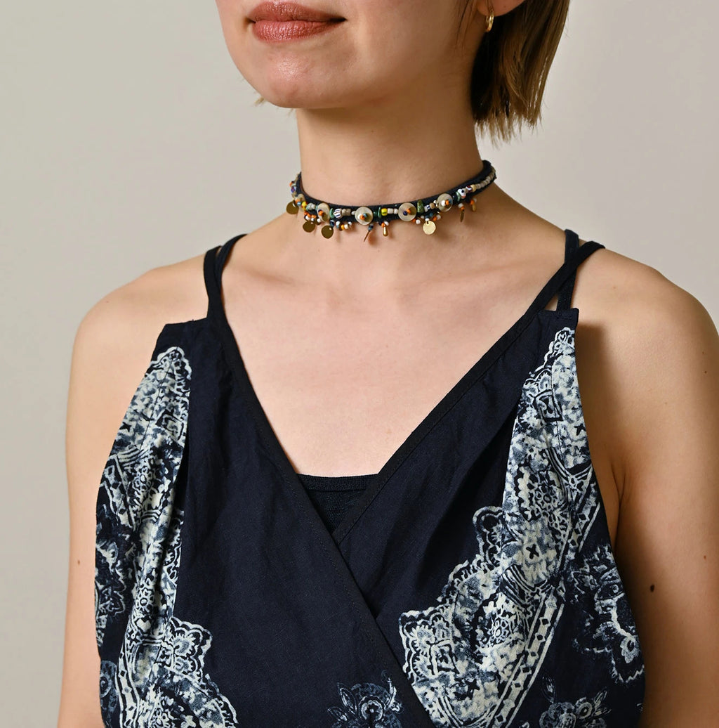 Indigo Bandana Paisley Print Tunktop Bra Detail