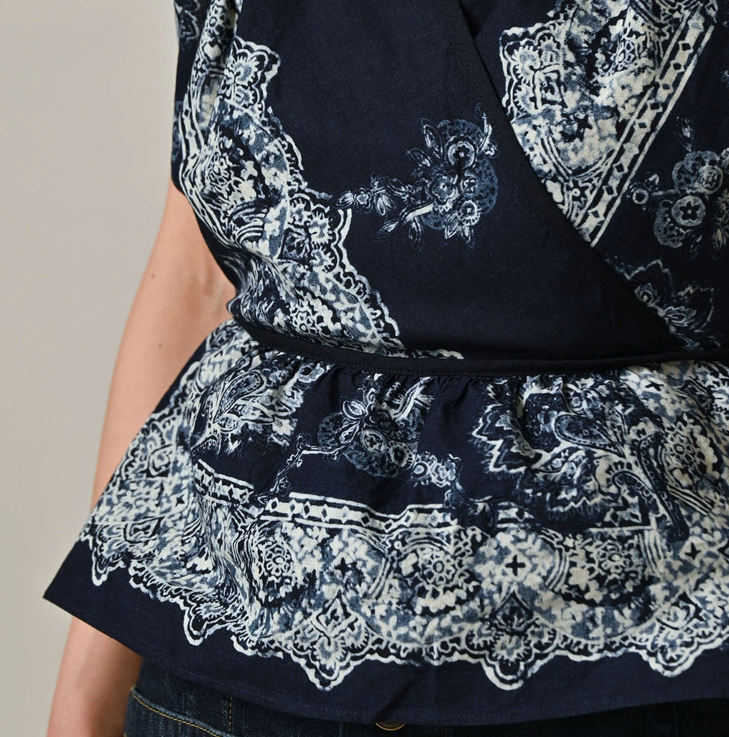 Indigo Bandana Paisley Print Tunktop Bra Detail