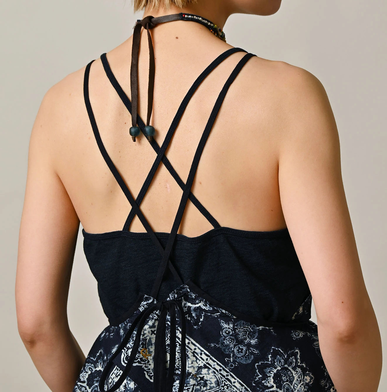 Indigo Bandana Paisley Print Tunktop Bra Detail