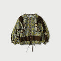 Bandana Paisley Print Puff Blouse Brown