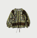Bandana Paisley Print Puff Blouse Brown