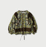 Bandana Paisley Print Puff Blouse Brown