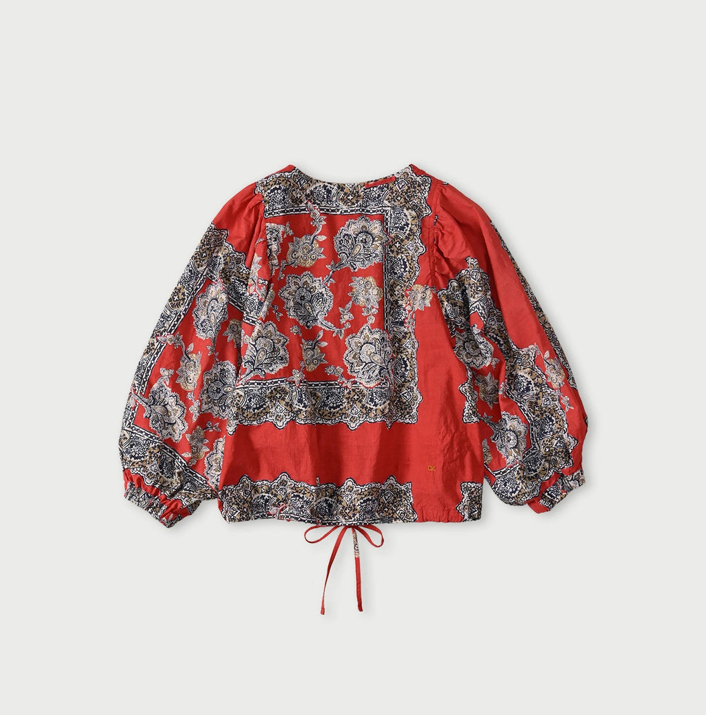 Bandana Paisley Print Puff Blouse Back