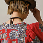 Bandana Paisley Print Puff Blouse Detail