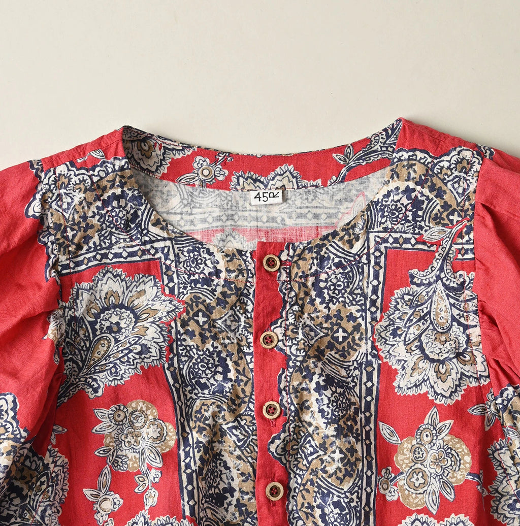 Bandana Paisley Print Puff Blouse Detail