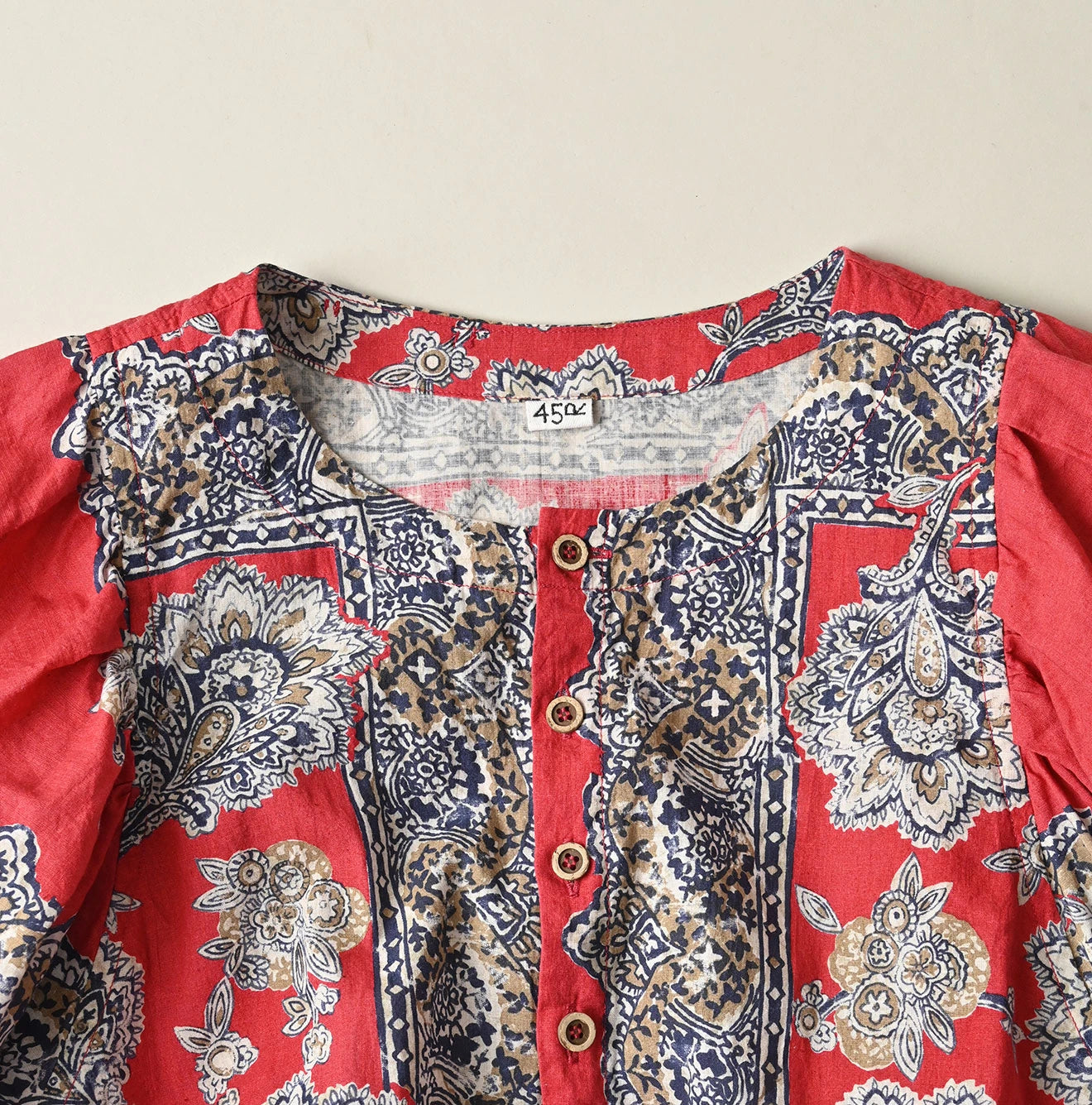 Bandana Paisley Print Puff Blouse Detail