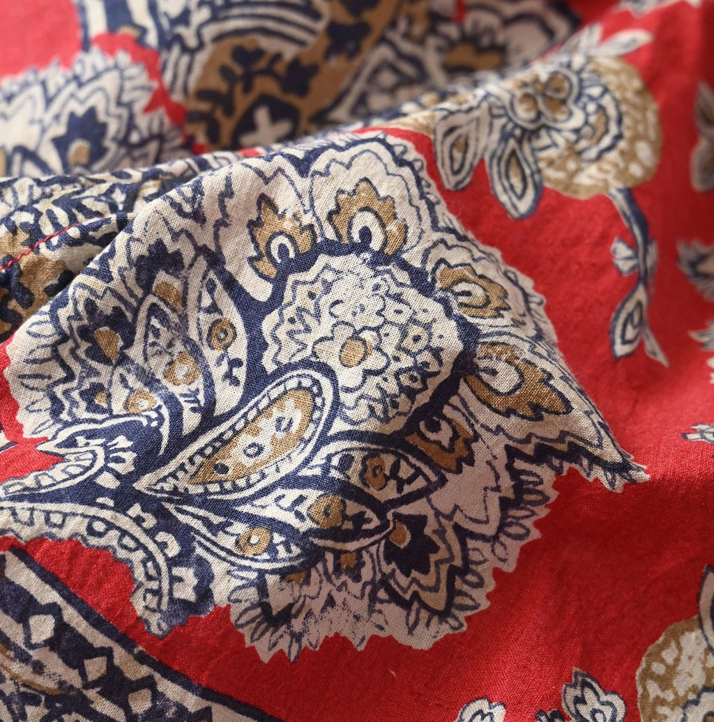 Bandana Paisley Print Puff Blouse Detail