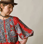 Bandana Paisley Print Puff Blouse Detail