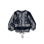 Indigo Bandana Paisley Print Puff Blouse