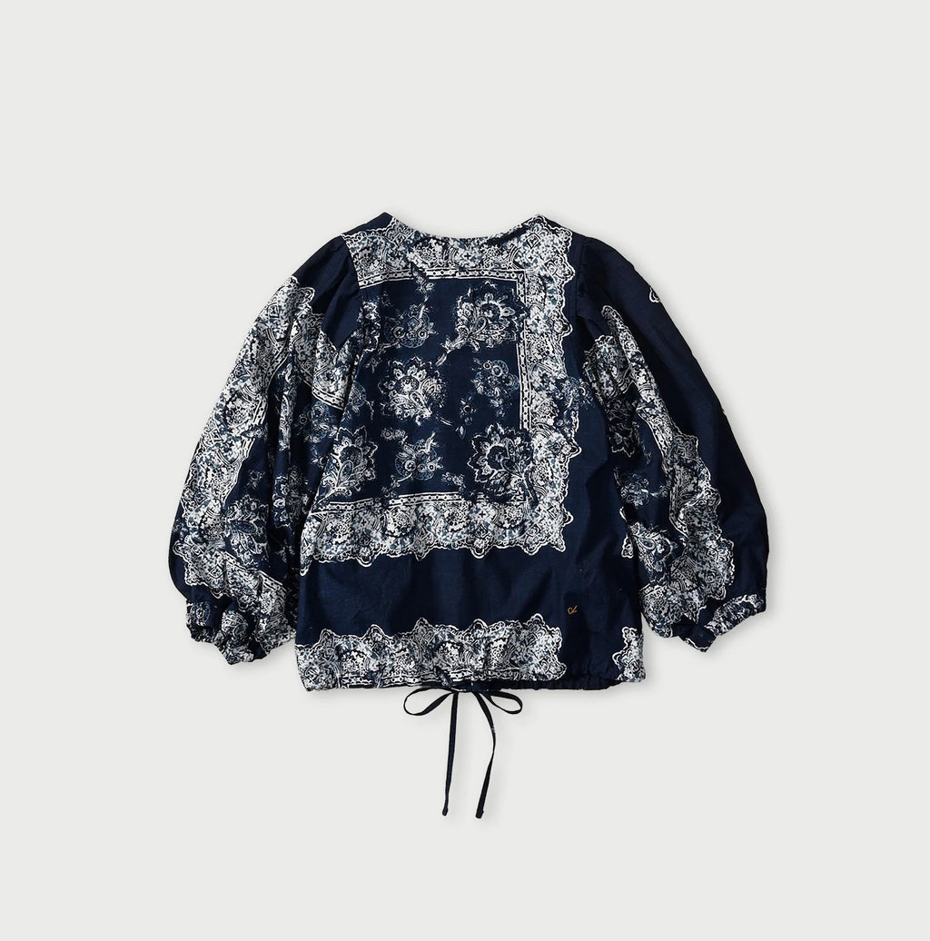 Indigo Bandana Paisley Print Puff Blouse Back