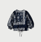Indigo Bandana Paisley Print Puff Blouse Back