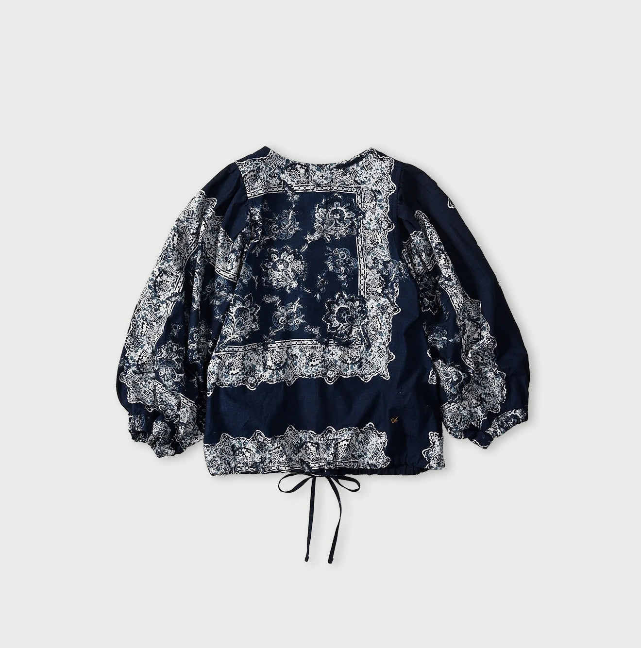 Indigo Bandana Paisley Print Puff Blouse Back