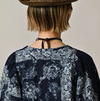 Indigo Bandana Paisley Print Puff Blouse Detail