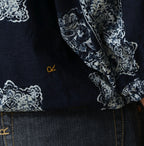 Indigo Bandana Paisley Print Puff Blouse Detail