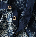 Indigo Bandana Paisley Print Puff Blouse Detail