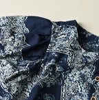 Indigo Bandana Paisley Print Puff Blouse Detail