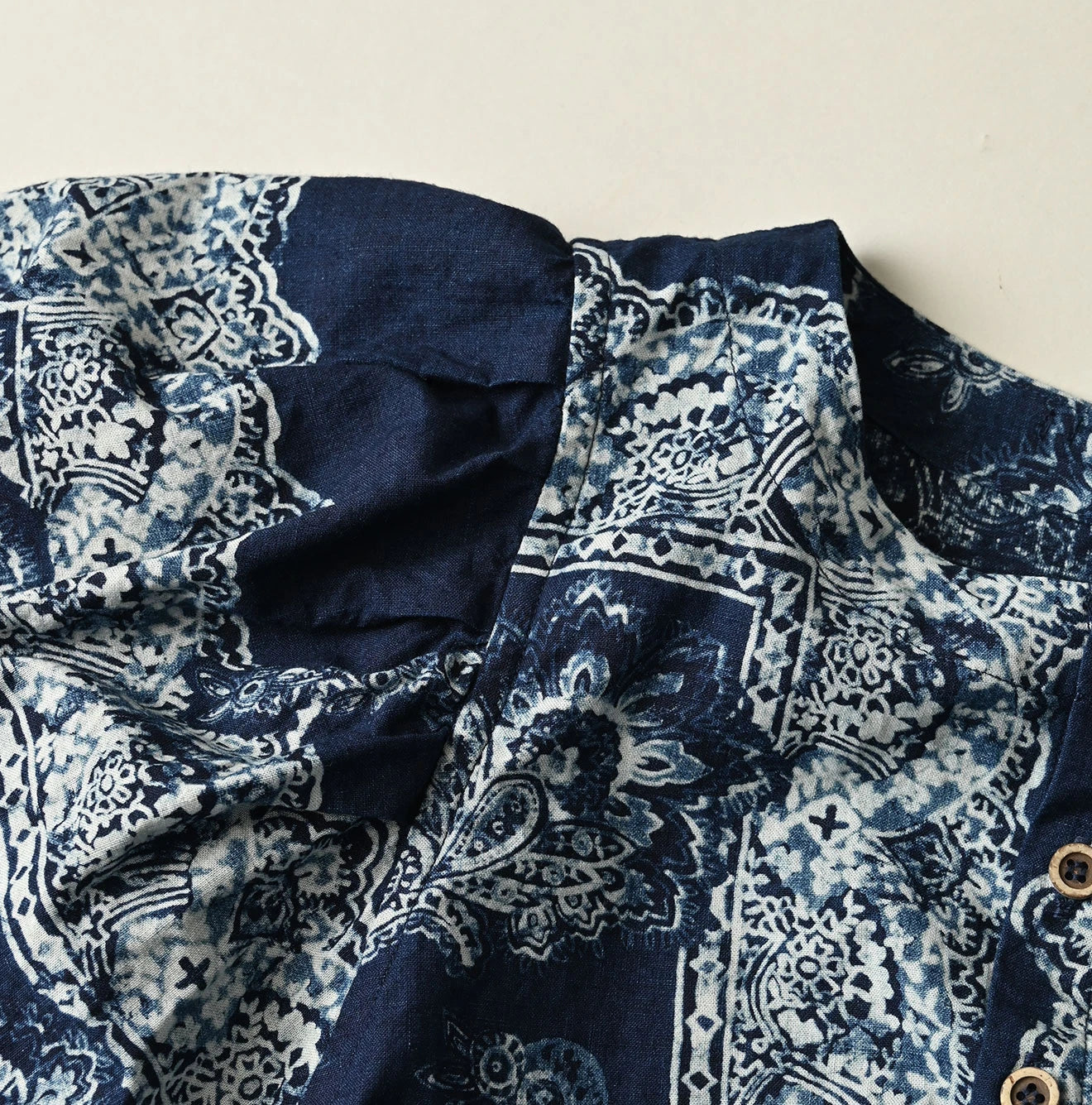 Indigo Bandana Paisley Print Puff Blouse Detail