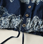 Indigo Bandana Paisley Print Puff Blouse Detail