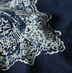 Indigo Bandana Paisley Print Puff Blouse Detail