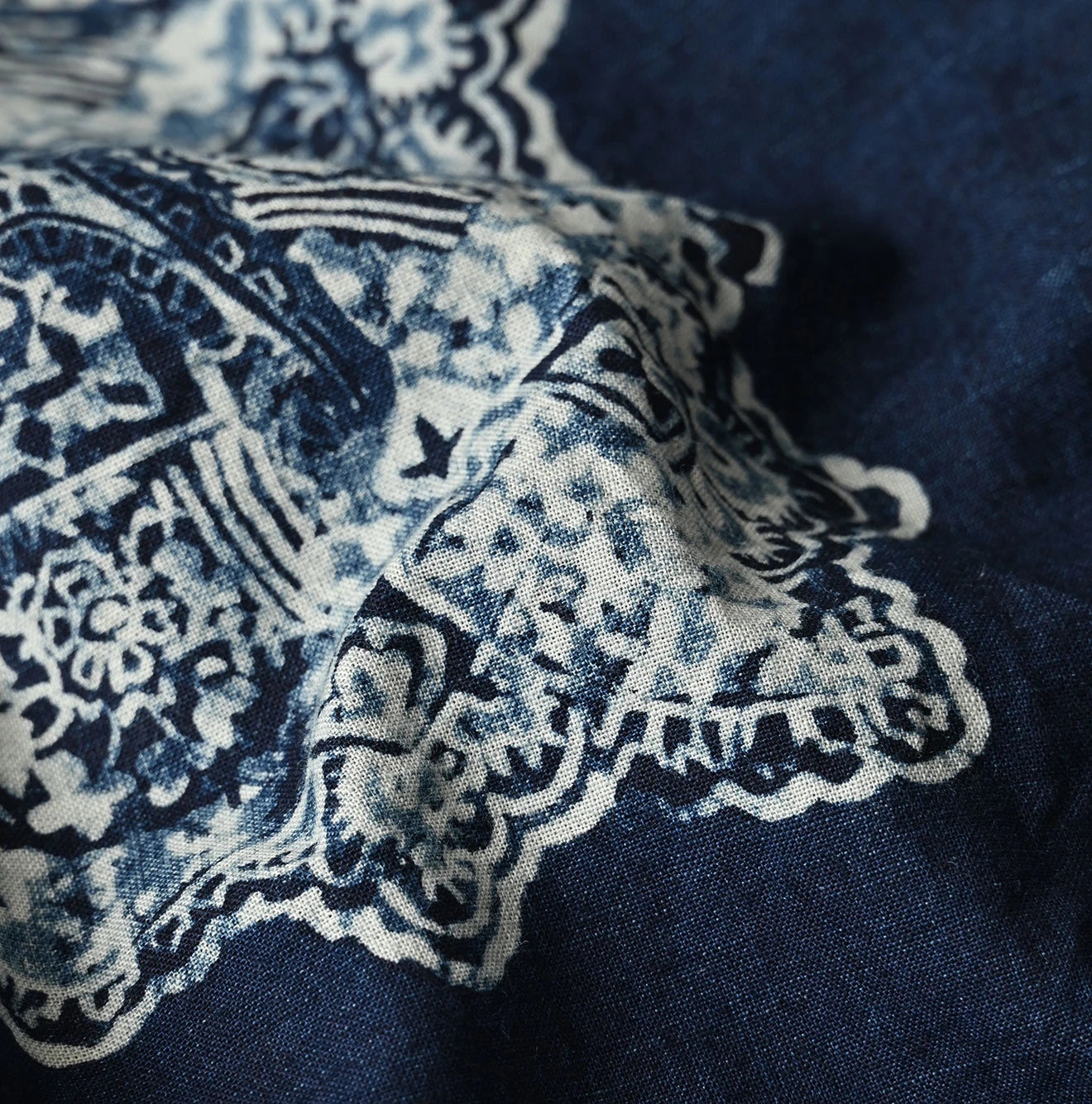 Indigo Bandana Paisley Print Puff Blouse Detail