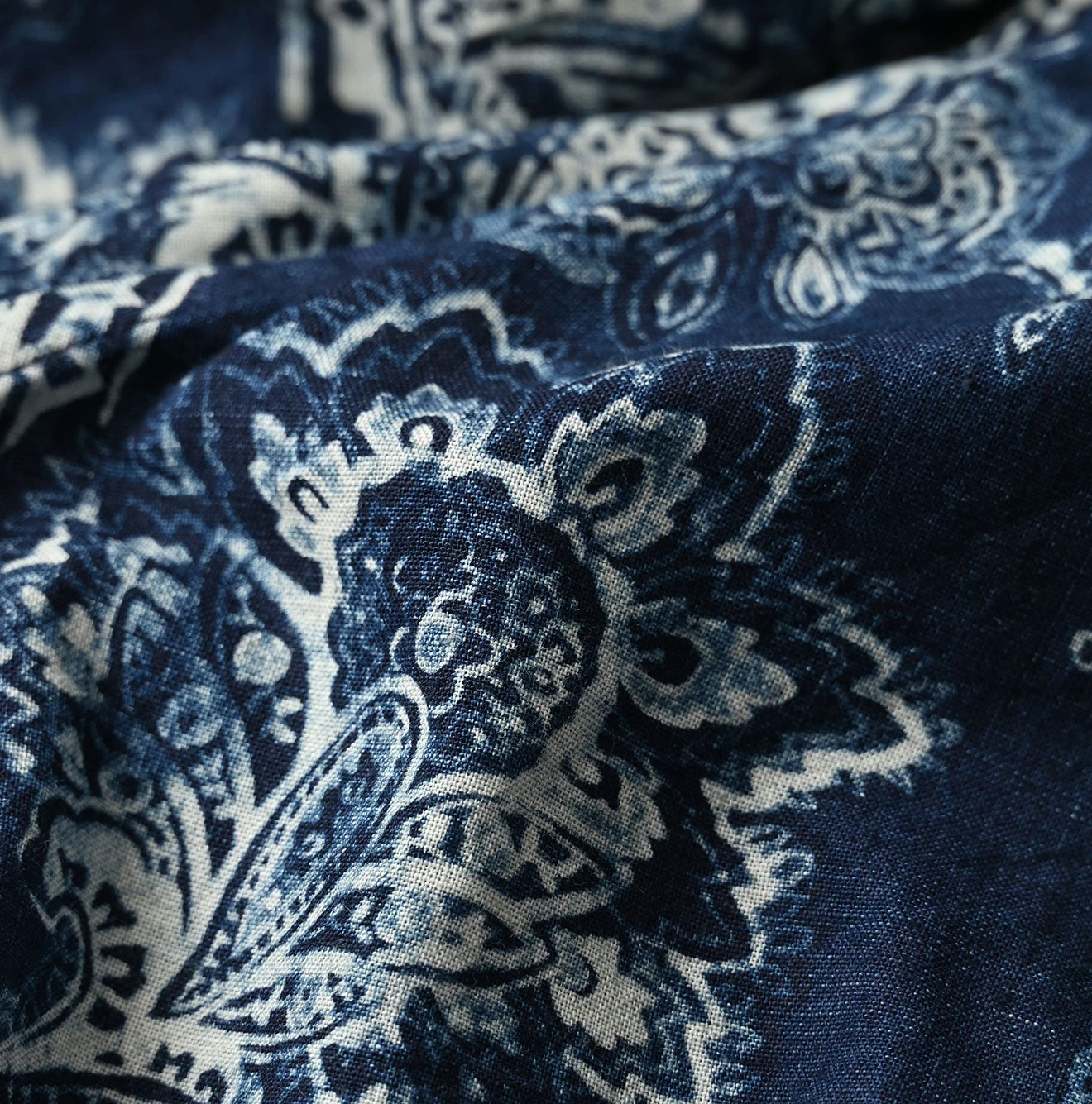 Indigo Bandana Paisley Print Puff Blouse Detail