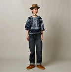 Indigo Bandana Paisley Print Puff Blouse Female Model