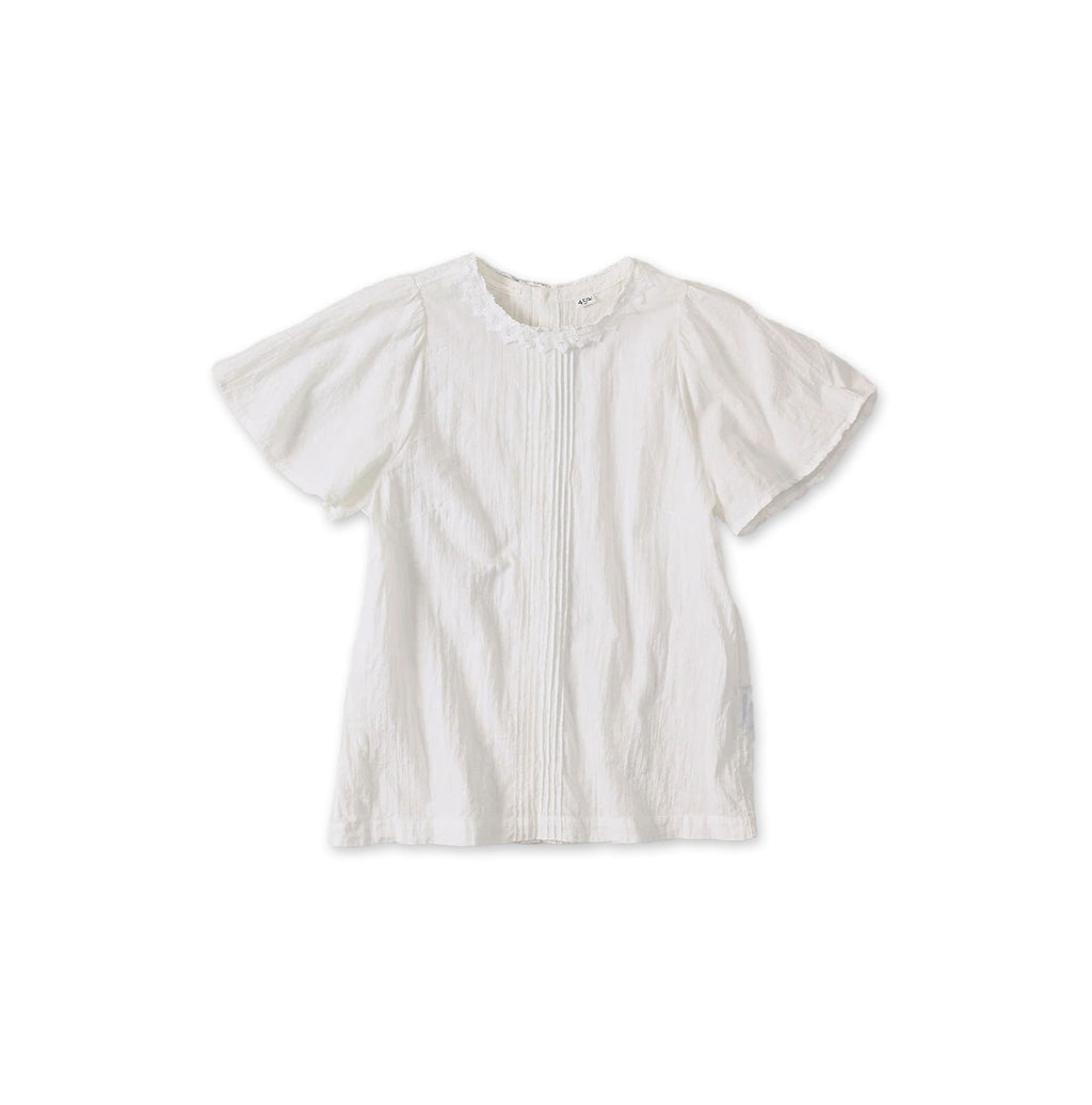 Indian Khadi Pin Tuck Lace Blouse WHite