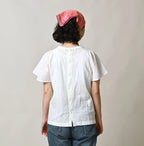 Indian Khadi Pin Tuck Lace Blouse Female Model