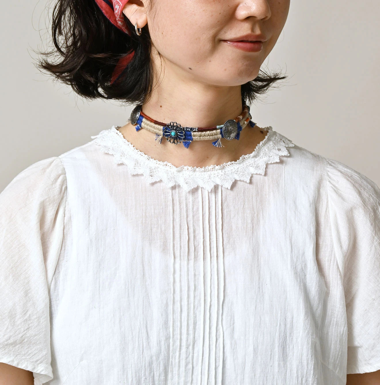 Indian Khadi Pin Tuck Lace Blouse Detail
