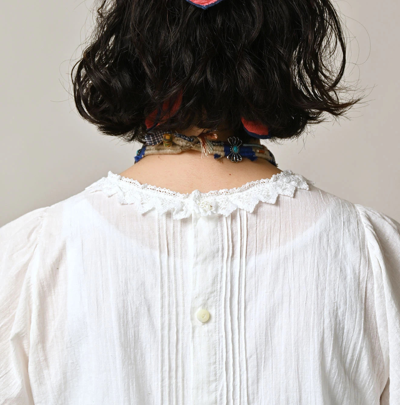 Indian Khadi Pin Tuck Lace Blouse Detail