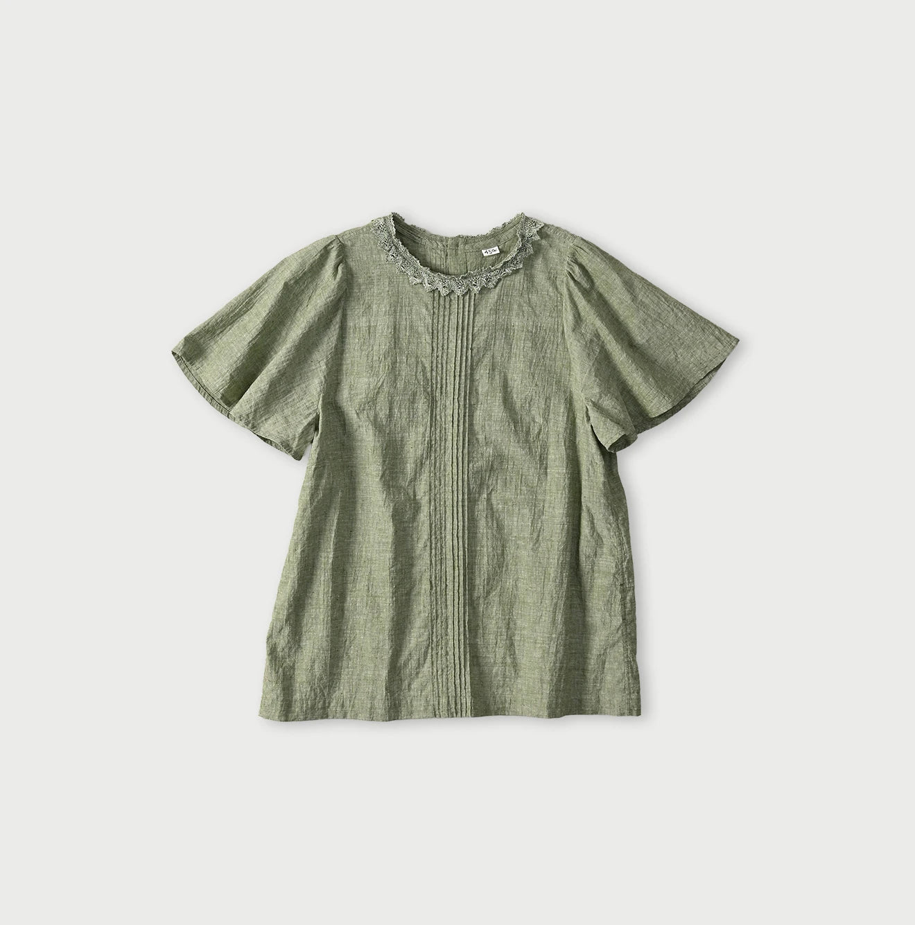 Indian Khadi Pin Tuck Lace Blouse Green