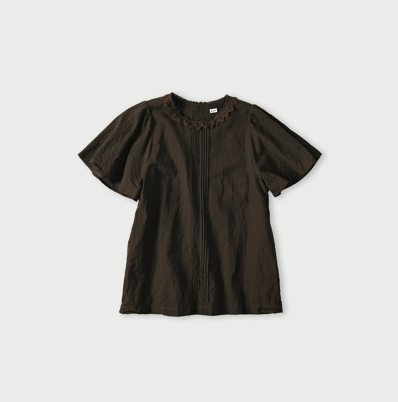 Indian Khadi Pin Tuck Lace Blouse Brown