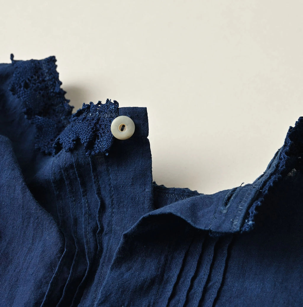 Ai Indian Khadi Pin Tuck Lace Blouse Detail