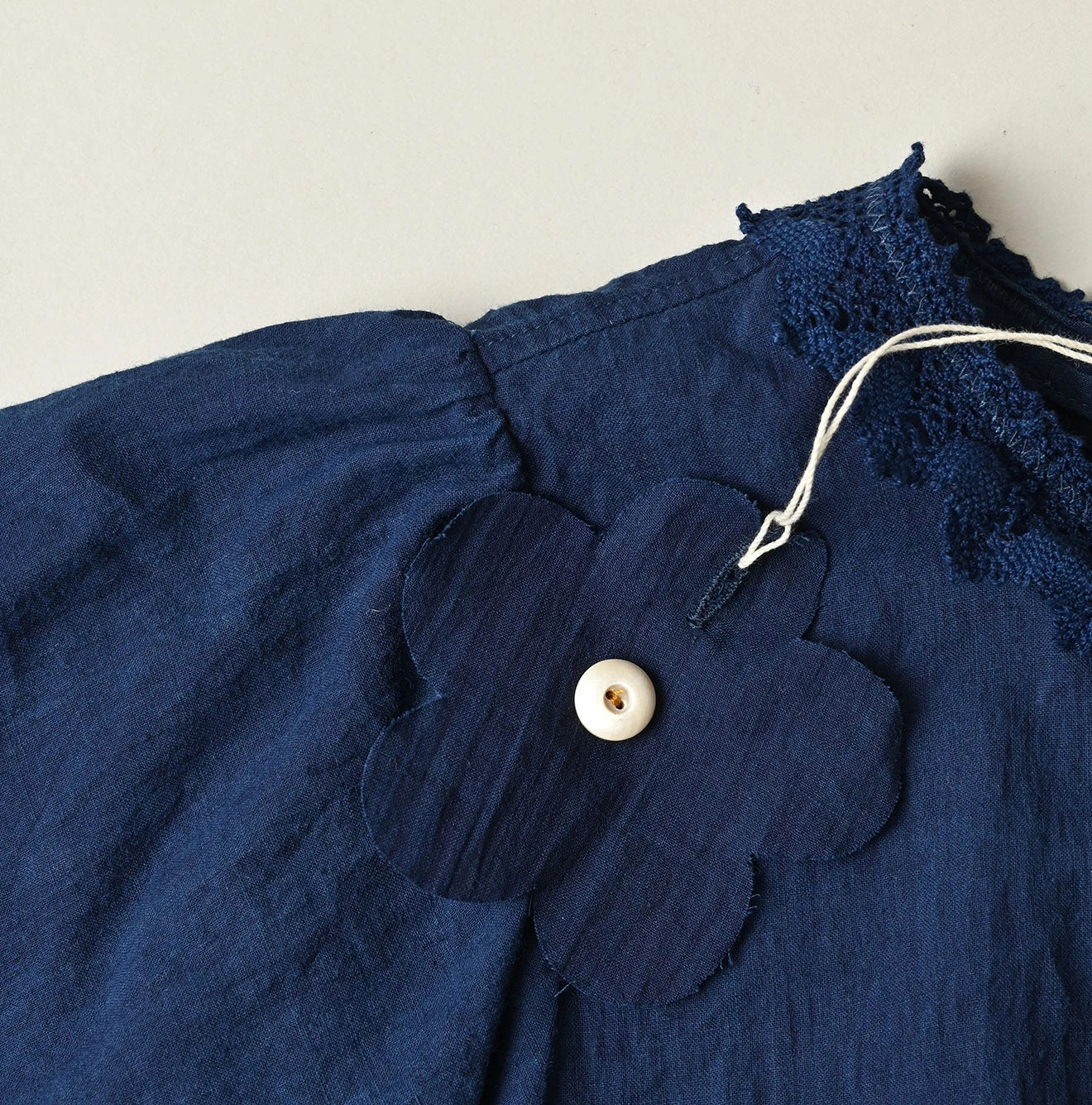 Ai Indian Khadi Pin Tuck Lace Blouse Detail