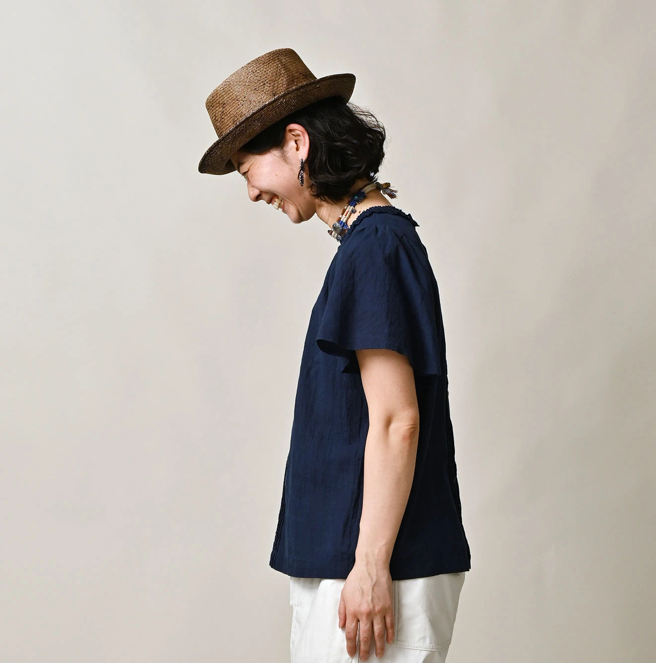 Ai Indian Khadi Pin Tuck Lace Blouse Female Model