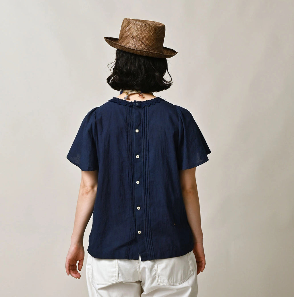 Ai Indian Khadi Pin Tuck Lace Blouse Female Model