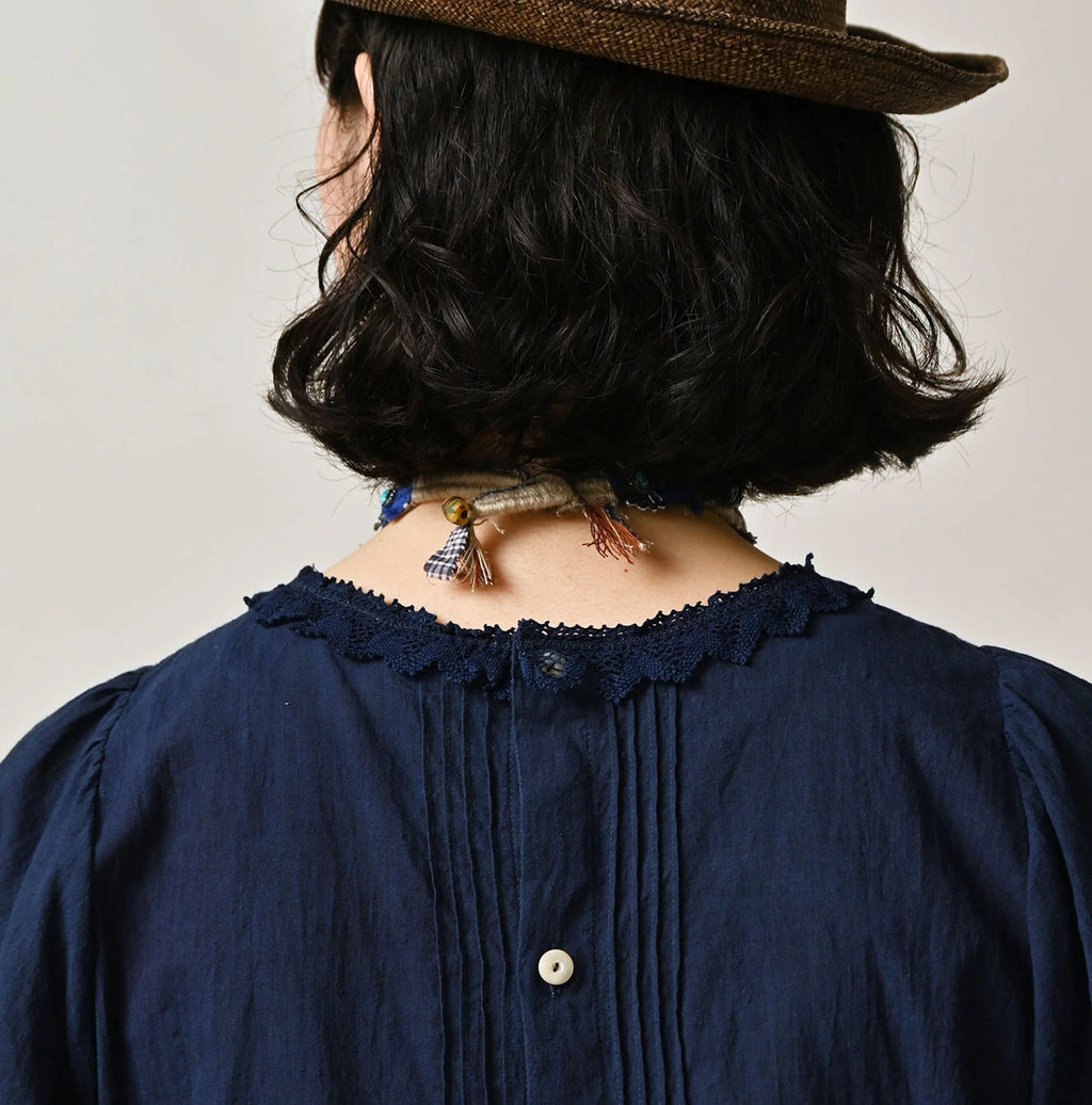 Ai Indian Khadi Pin Tuck Lace Blouse Detail