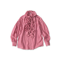 Gauze Gingham Frill Long Sleeve Coupé Shirt