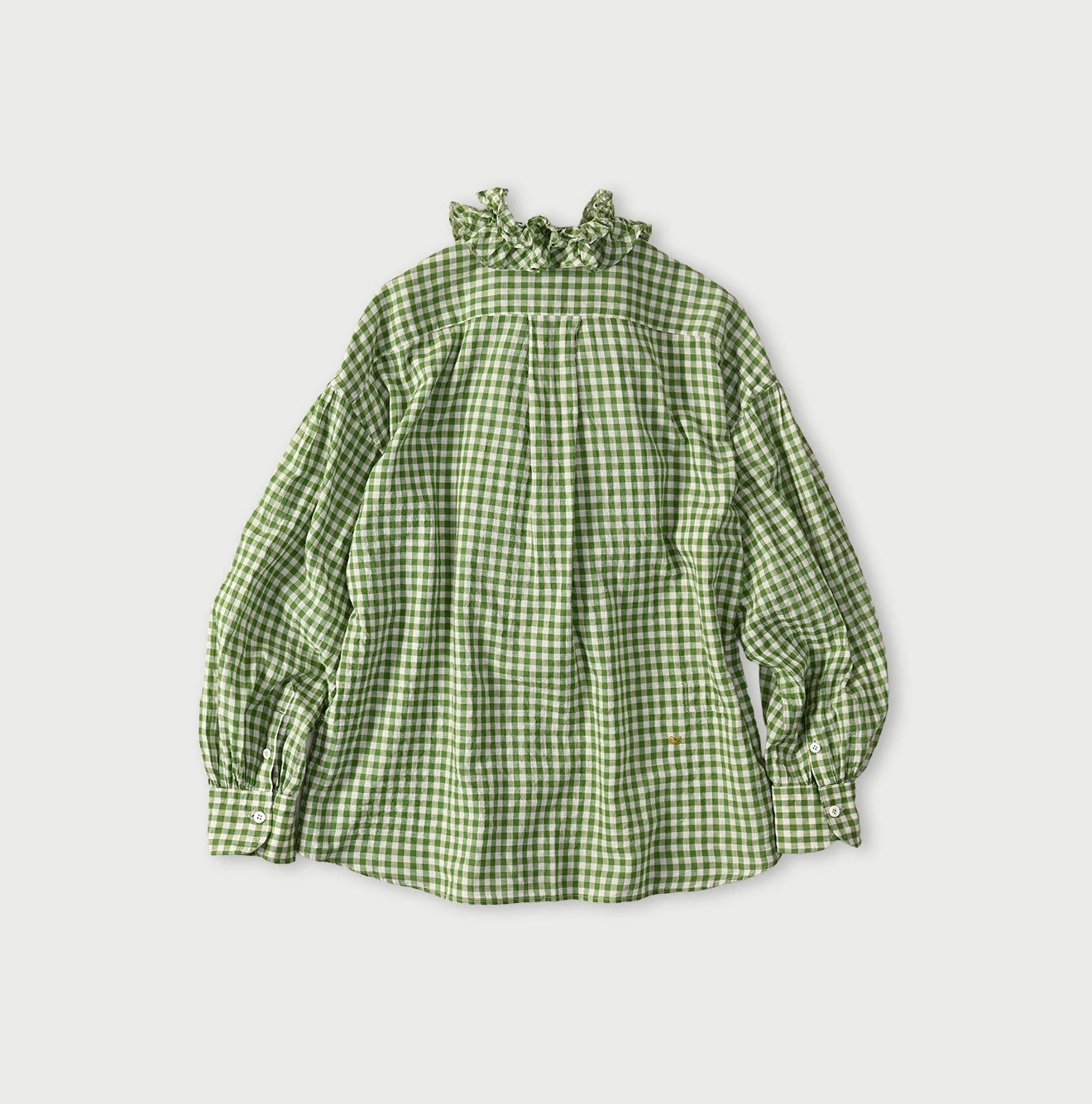 Gauze Gingham Frill Long Sleeve Coupé Shirt Back