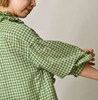 Gauze Gingham Frill Long Sleeve Coupé Shirt Detail