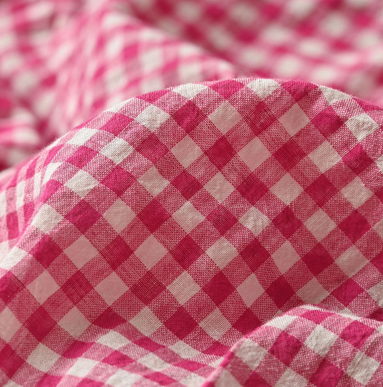 Gauze Gingham Frill Long Sleeve Coupé Shirt Detail
