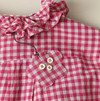 Gauze Gingham Frill Long Sleeve Coupé Shirt Detail