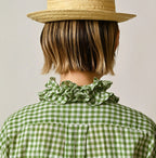Gauze Gingham Frill Long Sleeve Coupé Shirt Detail