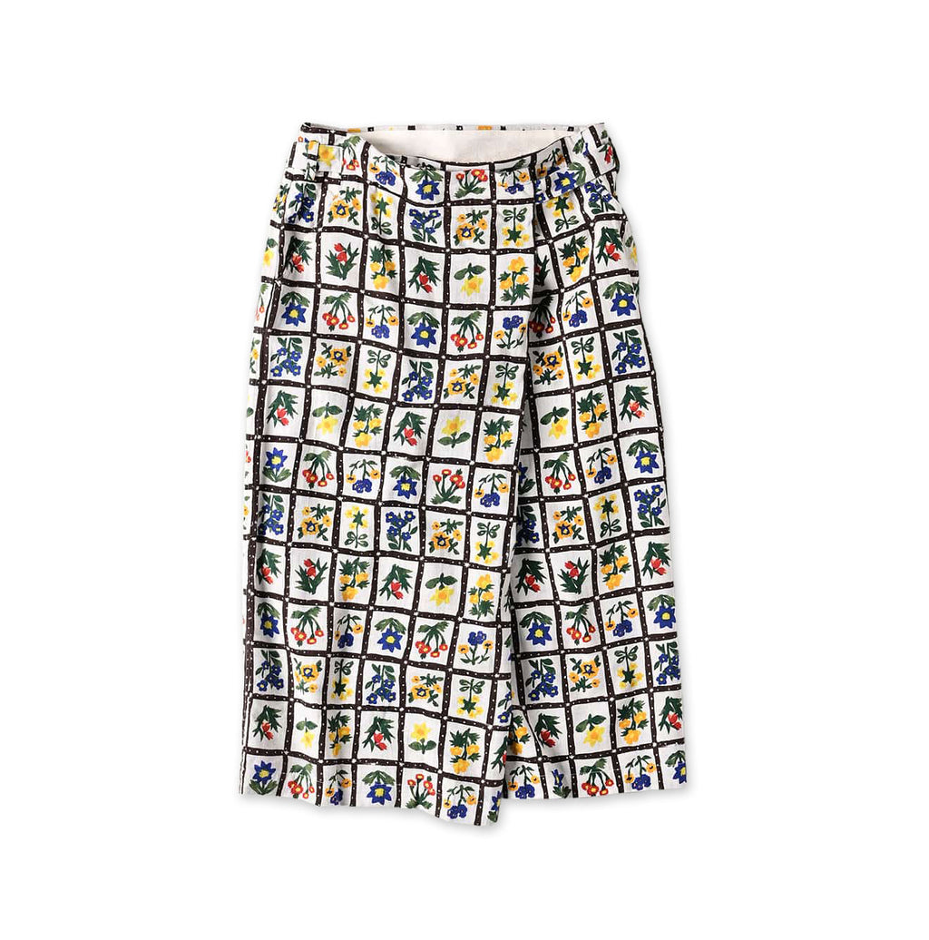 Khadi Fleur Chambre Print Wrapped Skirt White