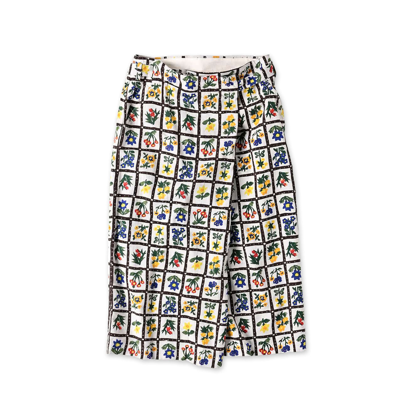 Khadi Fleur Chambre Print Wrapped Skirt White