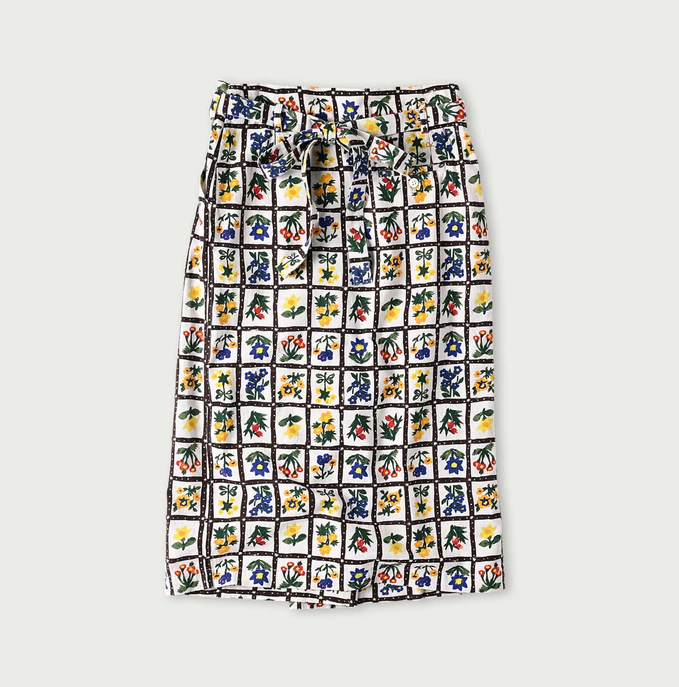Khadi Fleur Chambre Print Wrapped Skirt Back