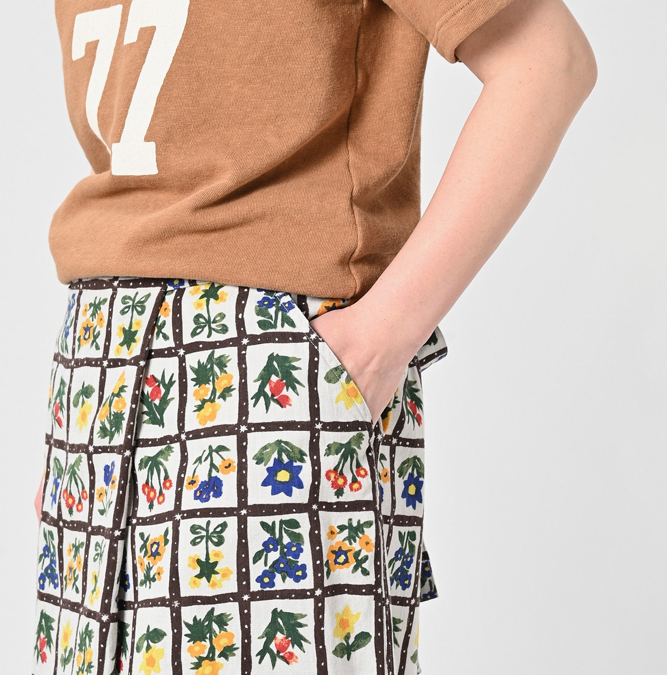 Khadi Fleur Chambre Print Wrapped Skirt Detail