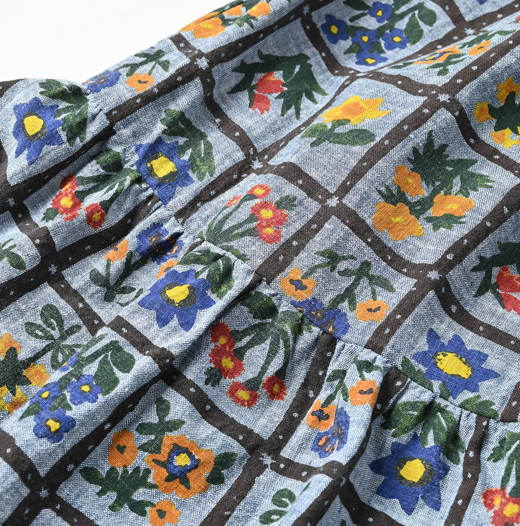 Dungaree Khadi Fleur Chambre Print Rapper Pants Detail